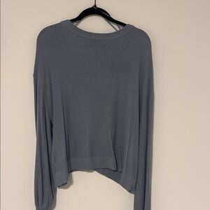 Cozy Ribbed Lightweight Long Sleeve Top - Slate Gray